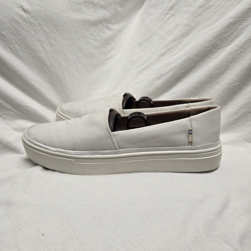 TOMS Women's Alpargata Fenix Platform Slip-On sneakers white Shimmer canvas 7.5